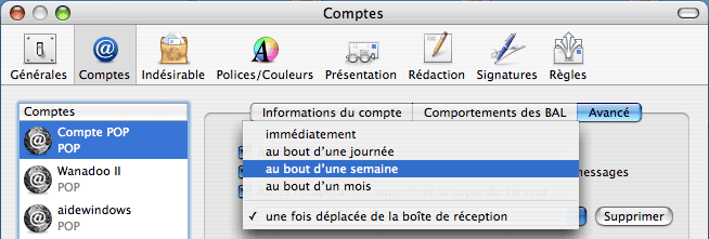 Mail : Paramétrage de l'adresse mail