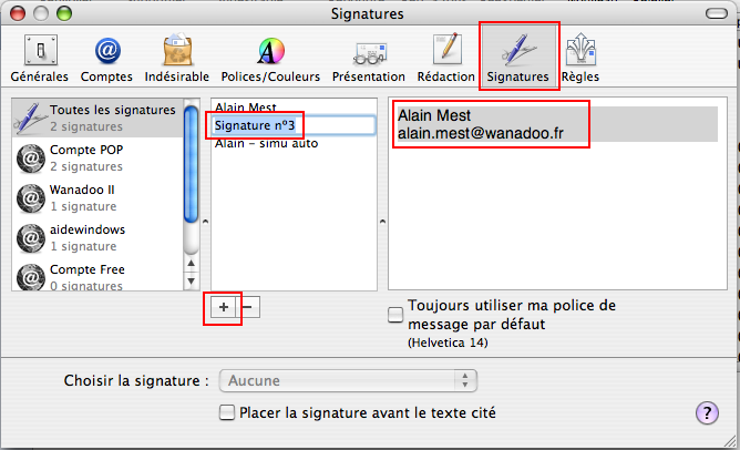 Ajouter une signature