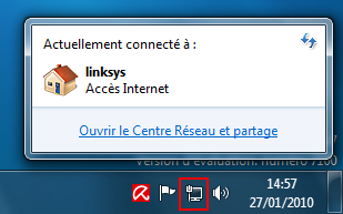 Accéder au réseau par la zone de notification